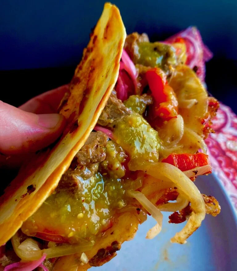 Carne Asada Tacos with Cheesy Crust