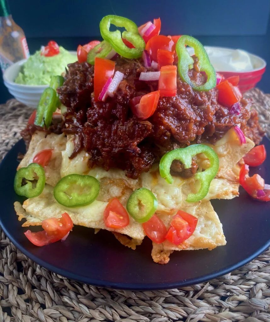 Beef Short Rib Nachos Close up Photo