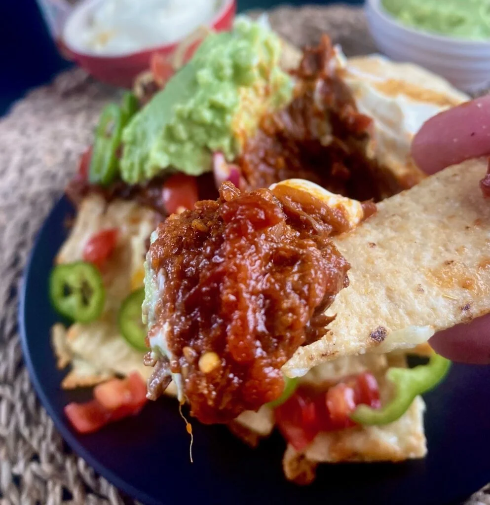 Beef Short Rib Nachos loaded with Beef
