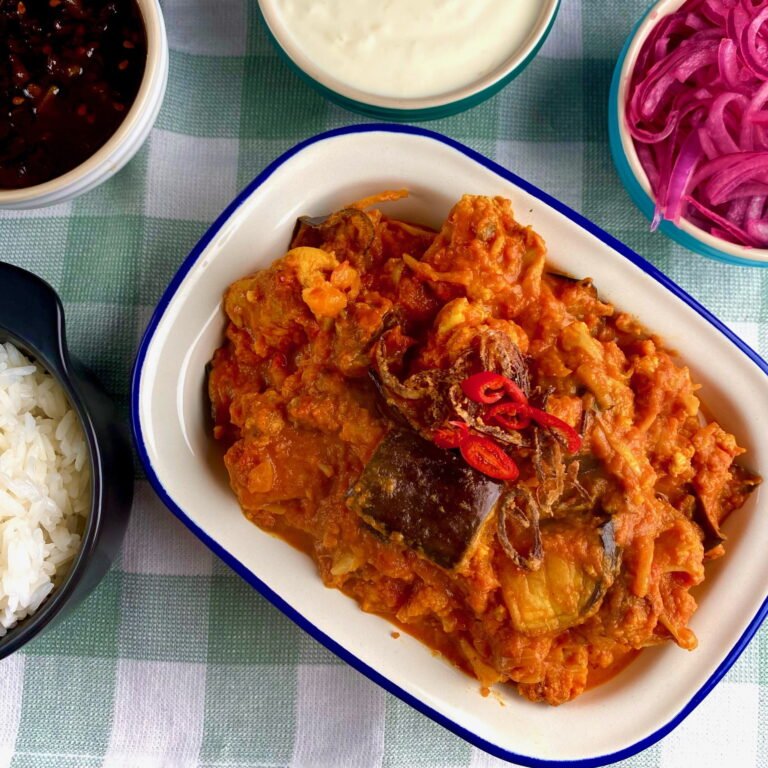 Cauliflower and Eggplant Curry top down view