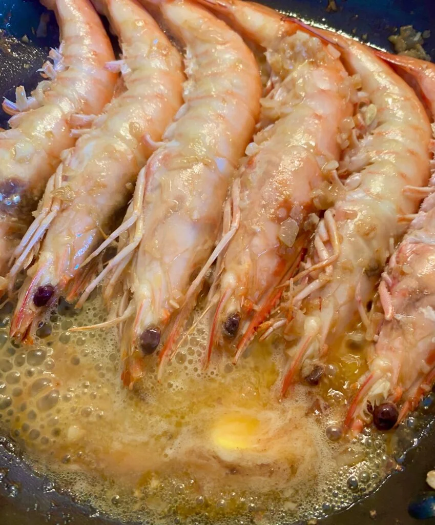 Shrimp being Cooked in Garlic Butter