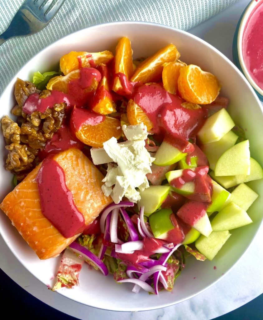 Salmon and Berry Salad Goats Cheese