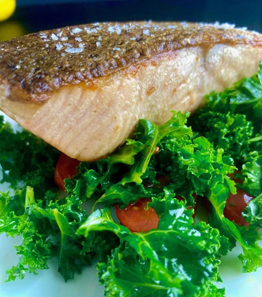 Salmon Kale Salad Close Up
