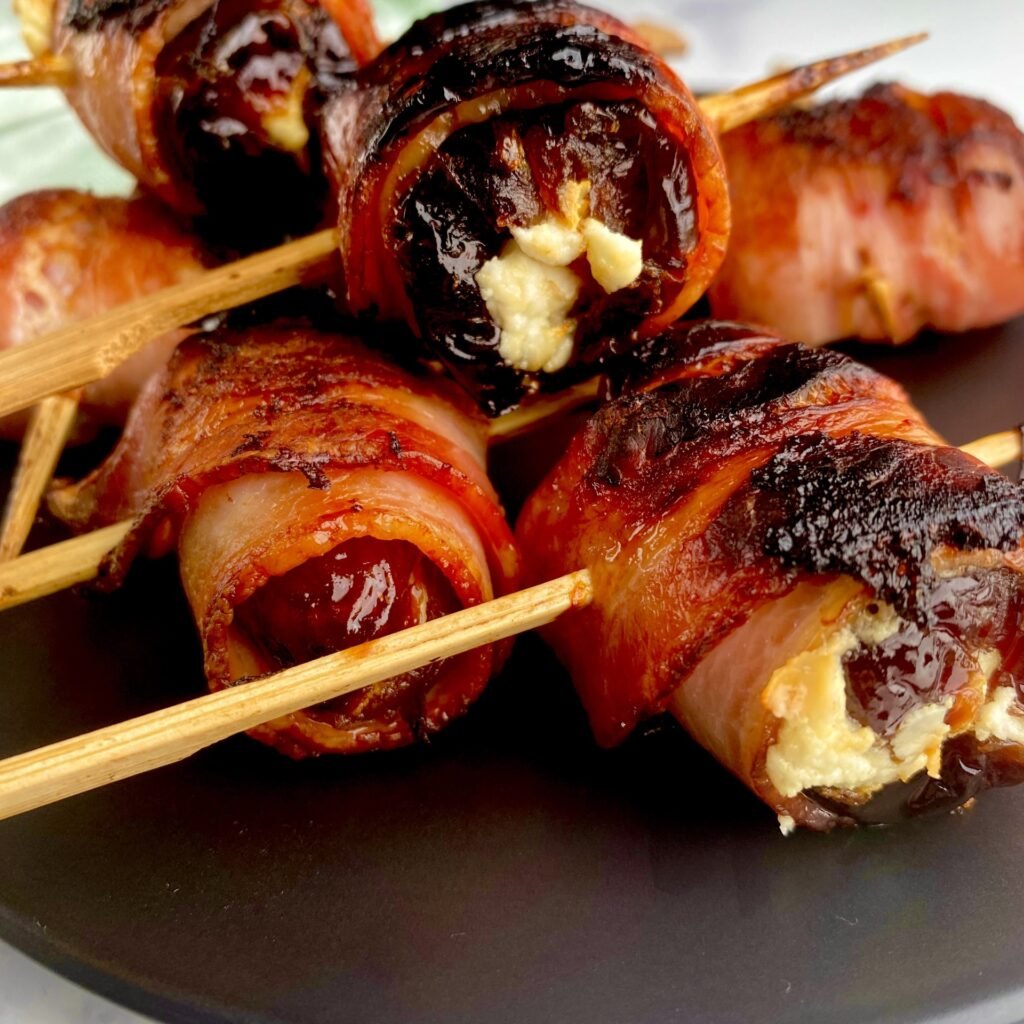 Dates Wrapped in Bacon pile