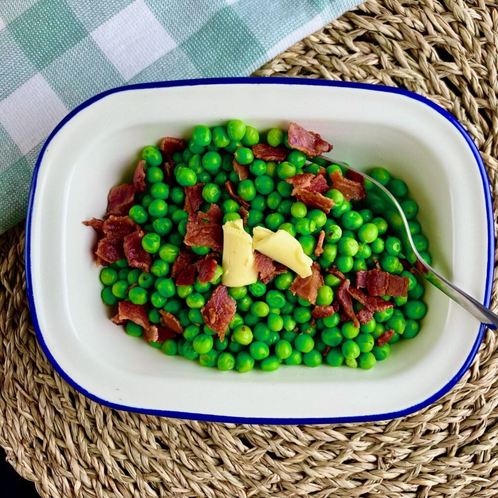 Peas with Bacon and Butter side dish for Lamb Shoulder