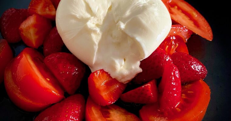 Tomato Strawberry Burrata Salad