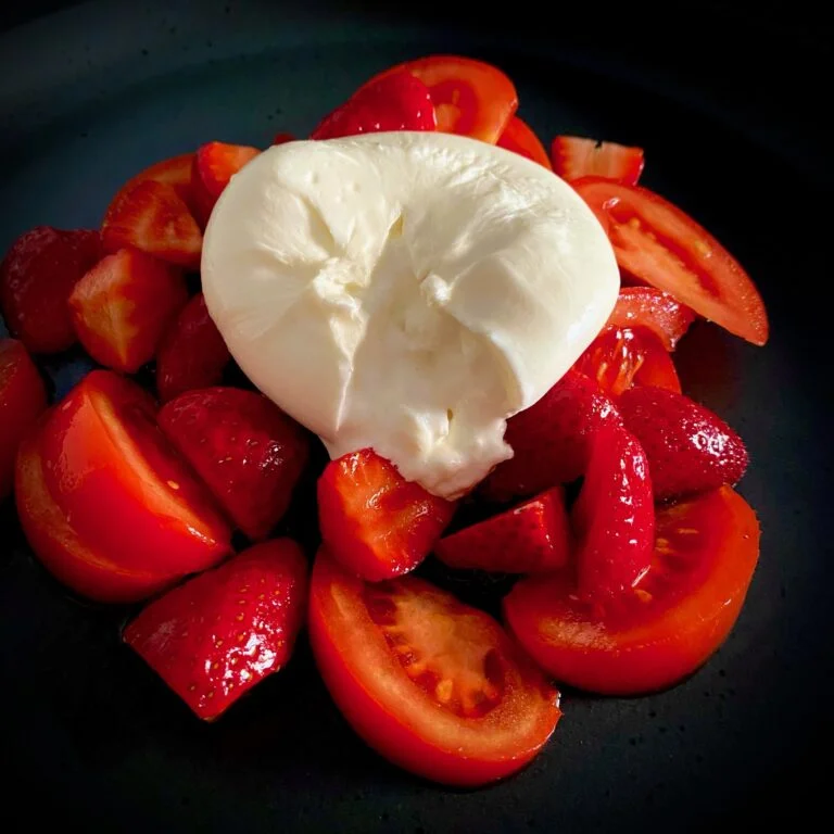 Tomato Strawberry Burrata Salad