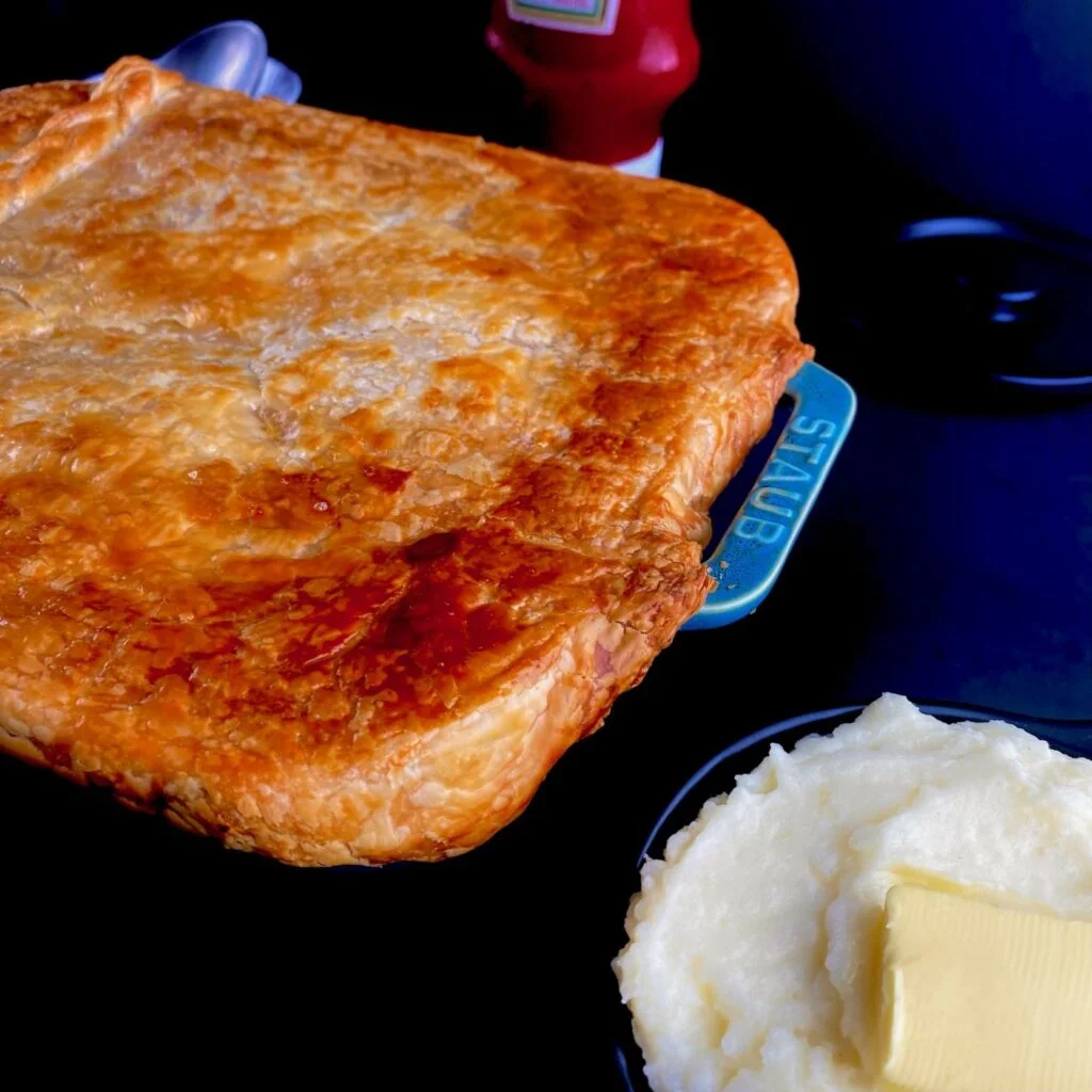 Beef and Guinness Pie with Mashed Potatoes