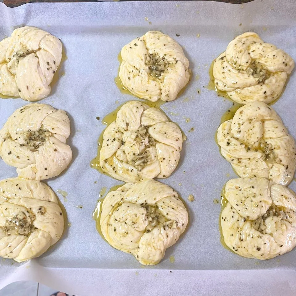 Homemade Garlic Knots ready to be baked