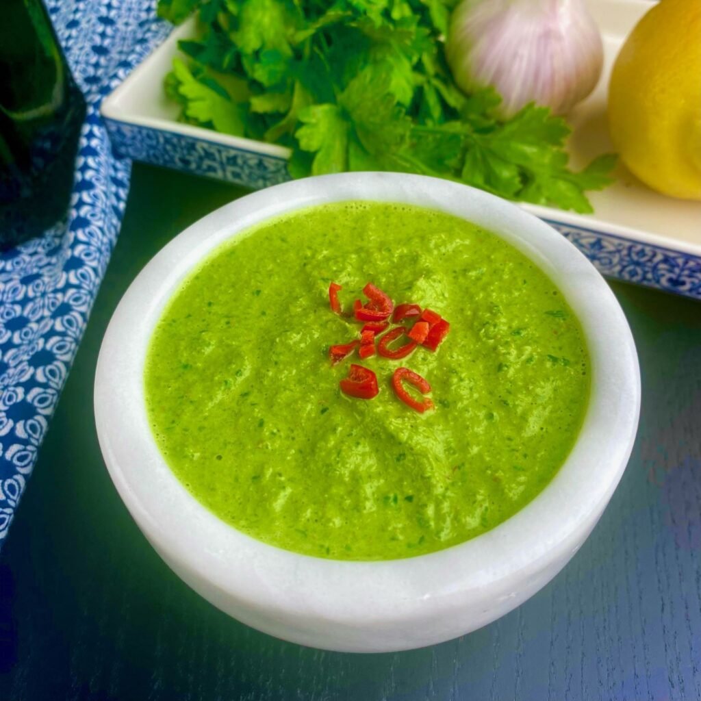 Spicy Chimichurri Sauce angle