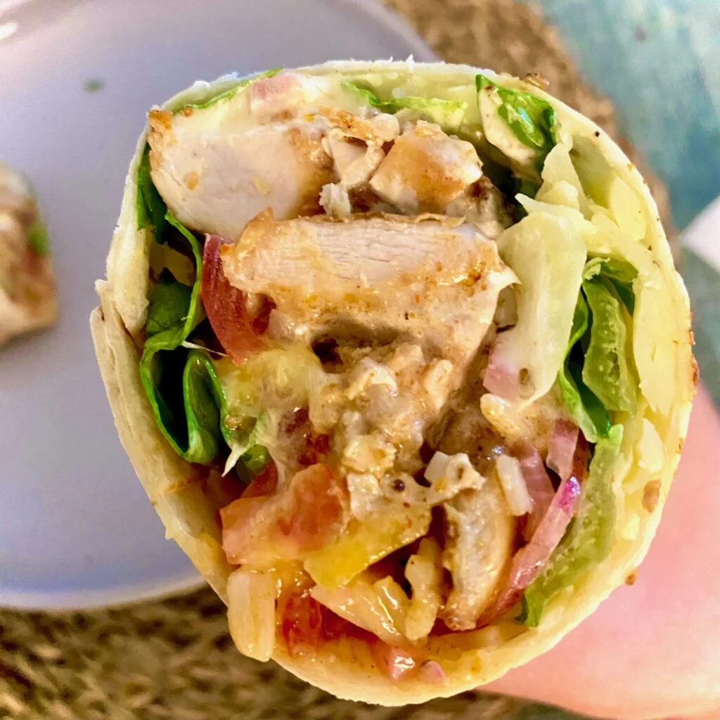 Easy Chicken Burritos cut Burrito