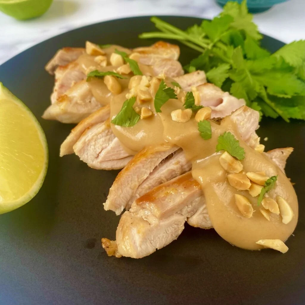 Peanut Sauce Chicken close up