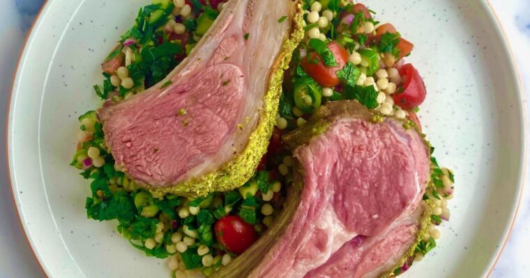 Pistachio Crusted Lamb Chops with Tabbouleh Salad