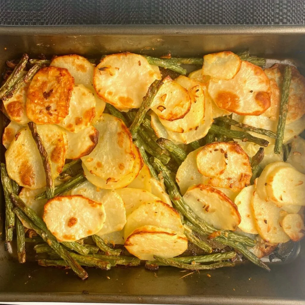 Sheet Pan Potatoes and Beans top view