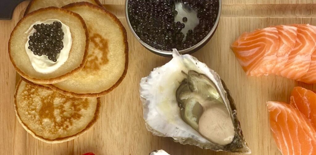 Caviar Bump with Blinis Seafood Platter