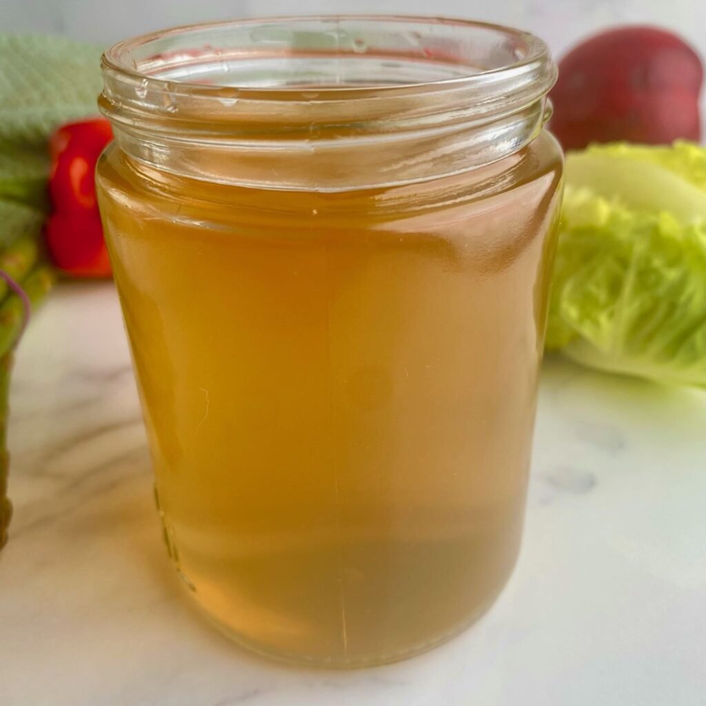 Homemade Vegetable Broth close up