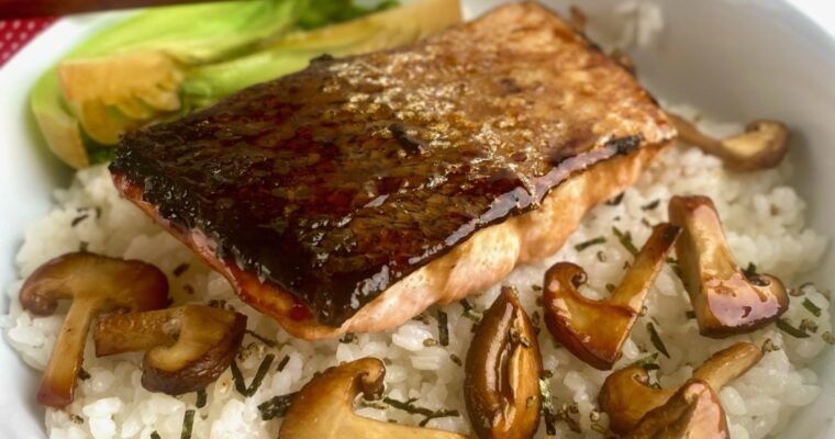 Teriyaki Salmon on Rice