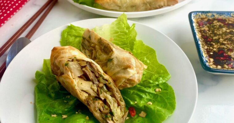 Air Fried Vegetable Spring Rolls in Lettuce Wraps