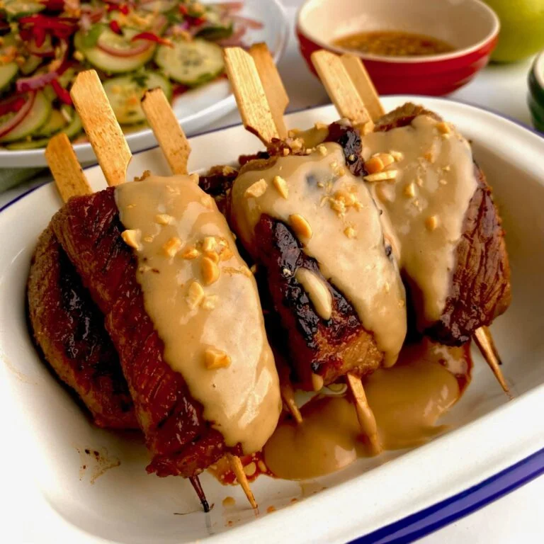 Beef Skewers with Peanut Sauce