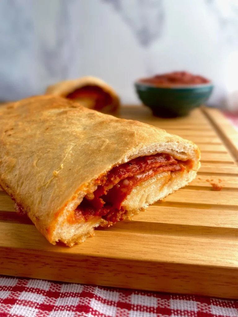 Pepperoni with Mozzarella baked in bread