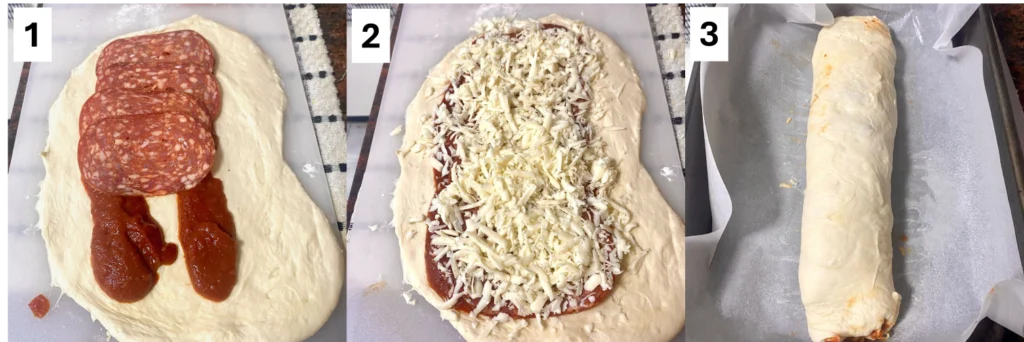 Assembling Pepperoni Pizza Rolls