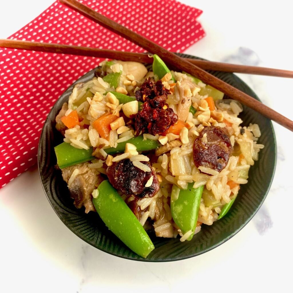 Honey Soy Chicken Fried Rice top view