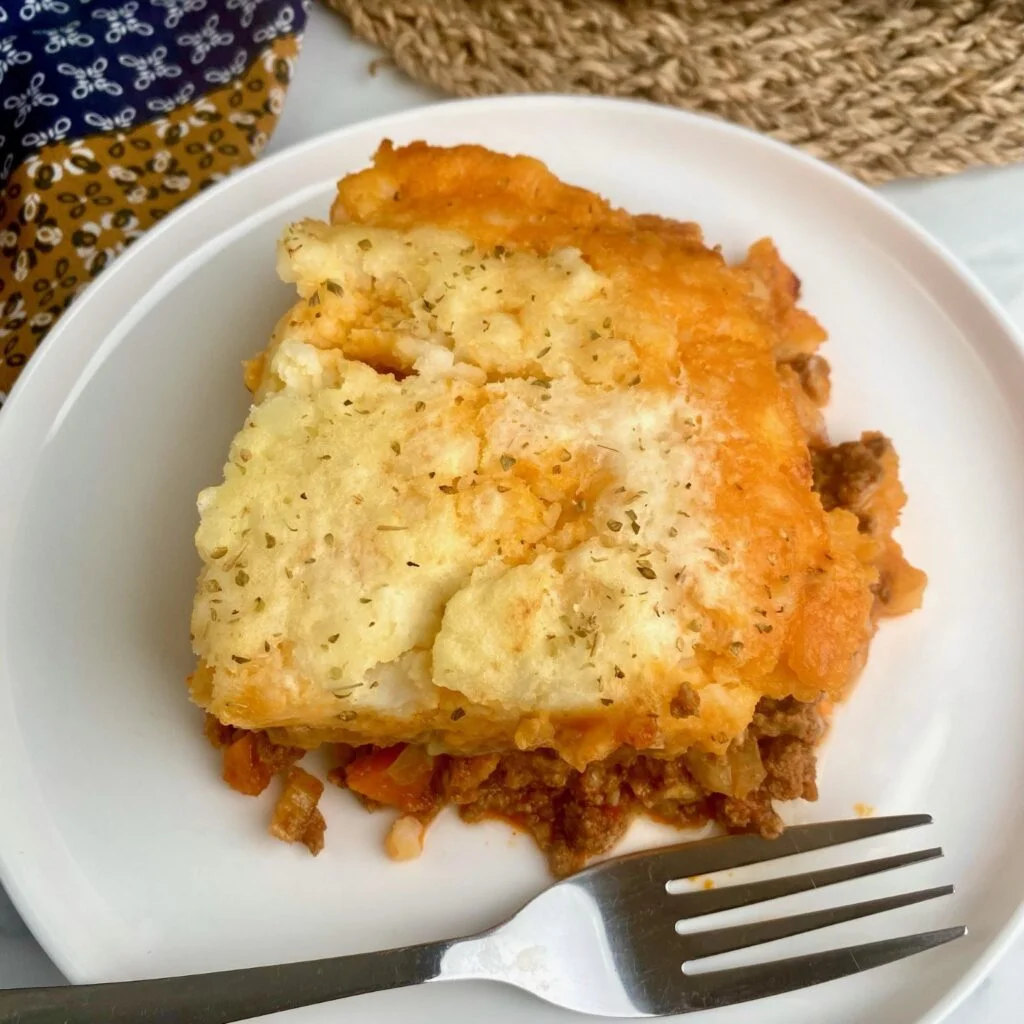 Lamb Shepherd's Pie piece on plate