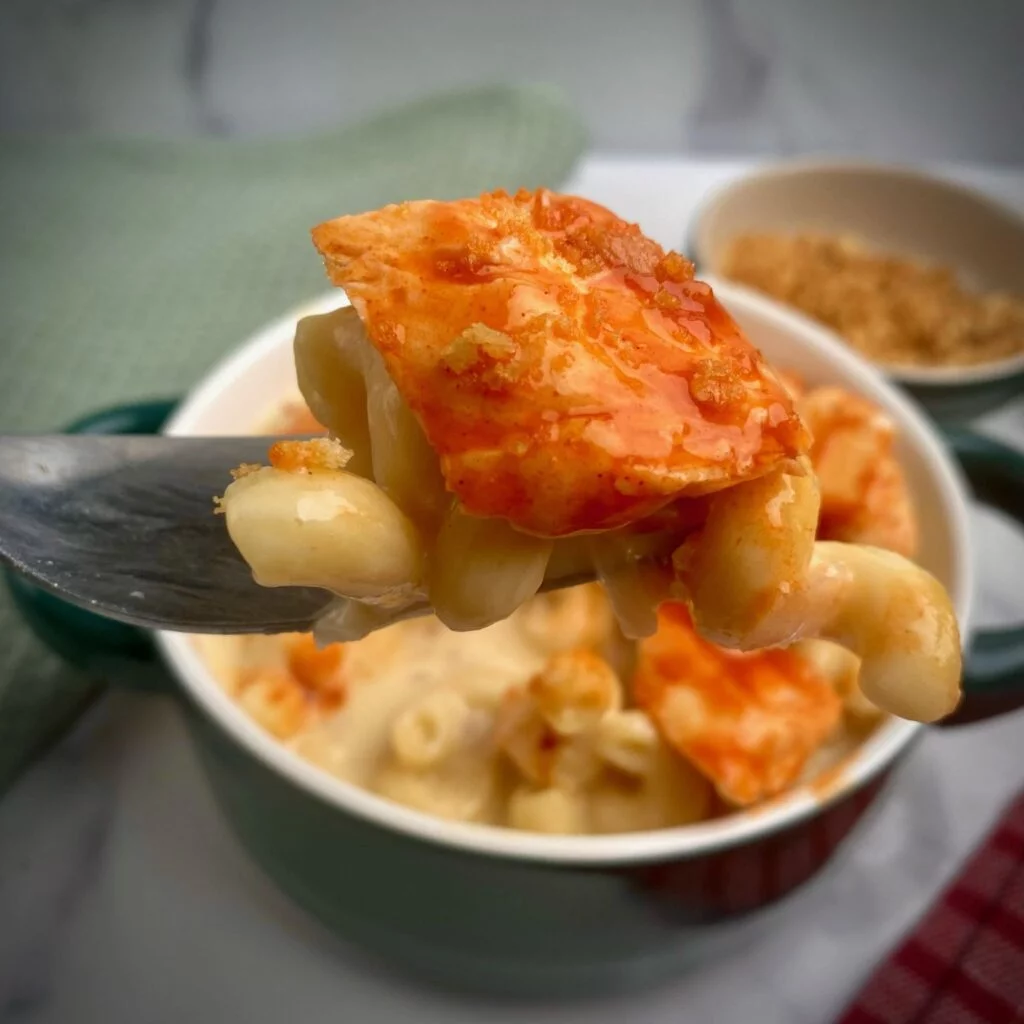 Buffalo Chicken Mac and Cheese four cheeses