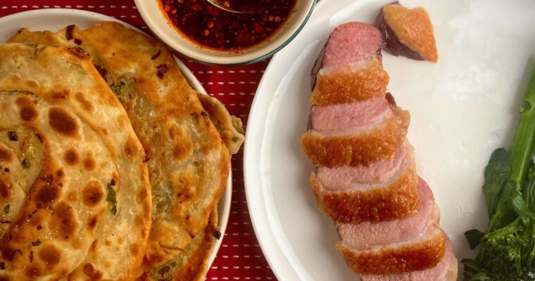 Crispy Scallion Pancakes with Crispy Duck