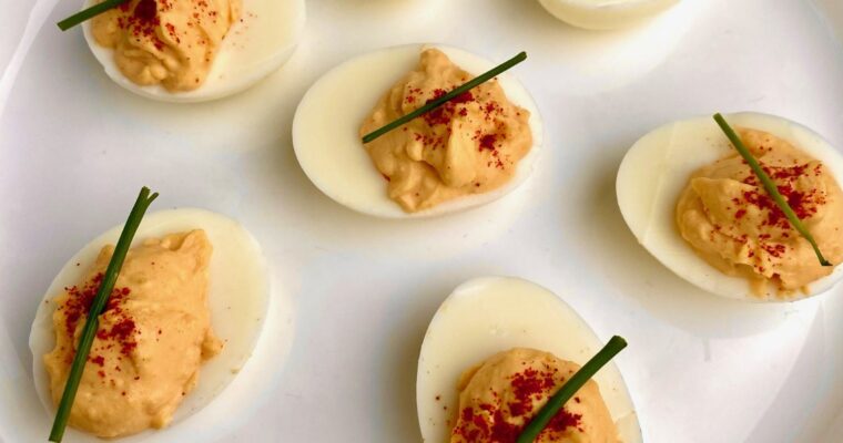 Spicy Deviled Eggs with Japanese Kewpie Mayonnaise