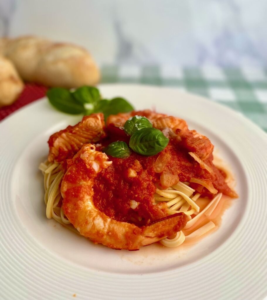 Tomato Sauce with Seafood on Pasta