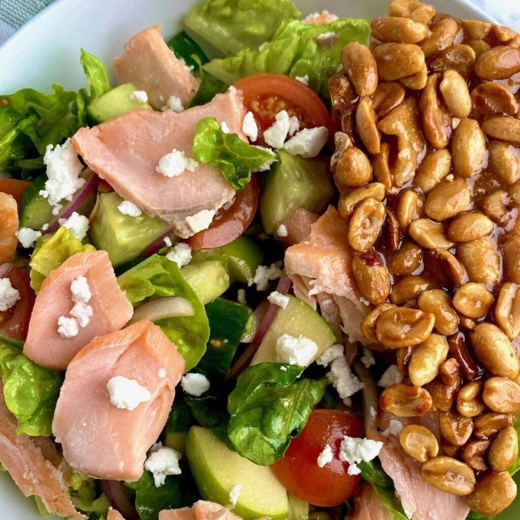 Chopped Salmon Salad close up