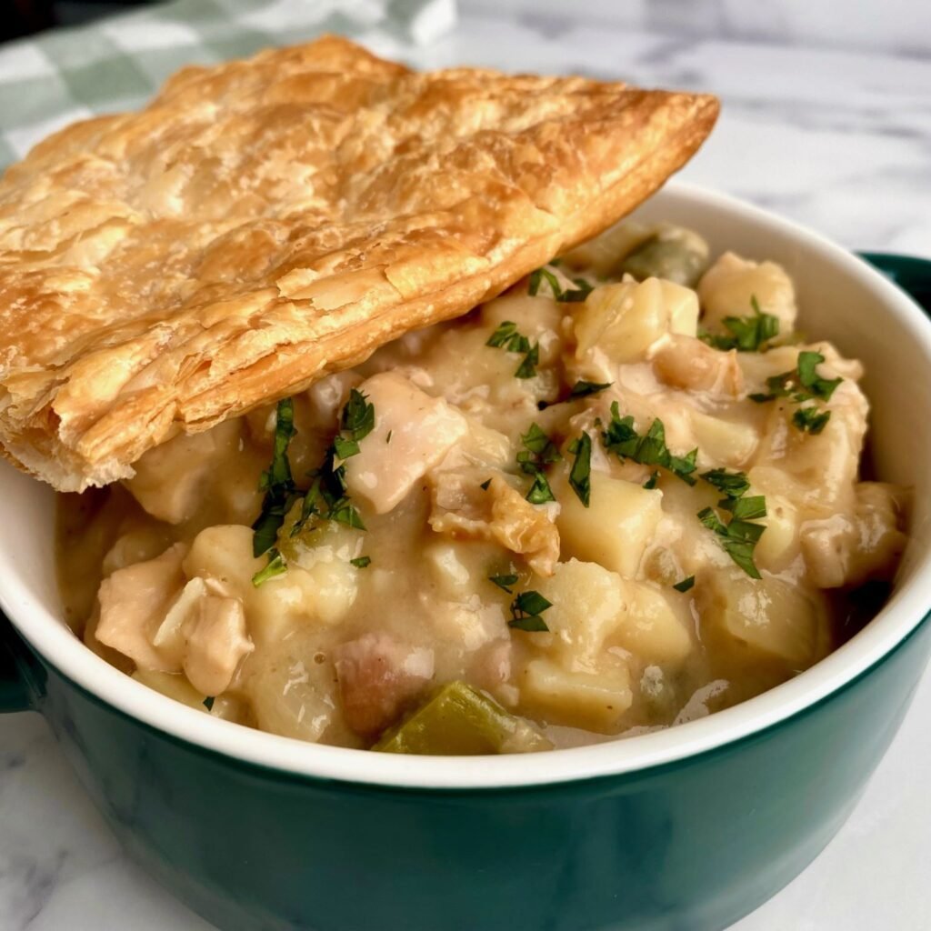 Puff Pastry Chicken Pot Pie deconstructed