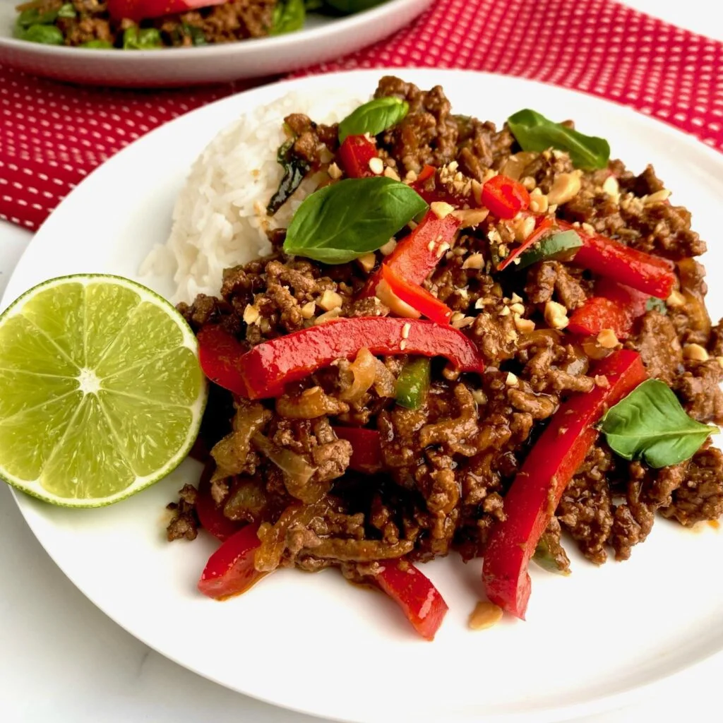 Thai Basil Beef close up