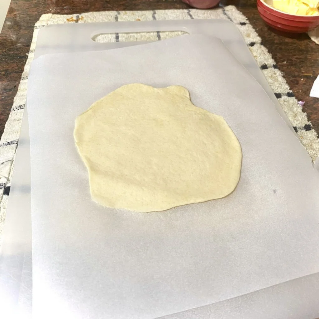 Flatbread dough rolled out