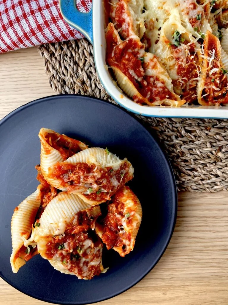 Bolognese Stuffed Conchiglioni on plate