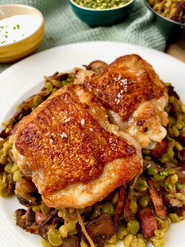 close up Crispy Skin Chicken