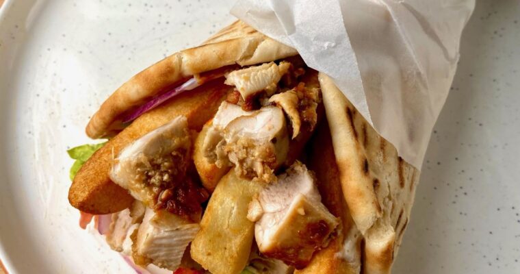 Greek Chicken Gyros with Fries