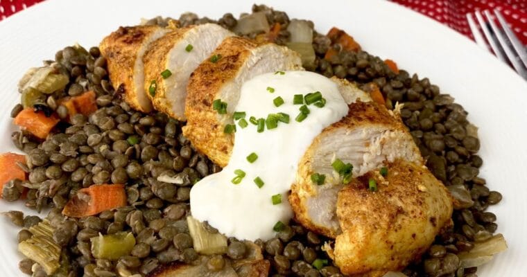 Baked Chicken with French Lentil Salad