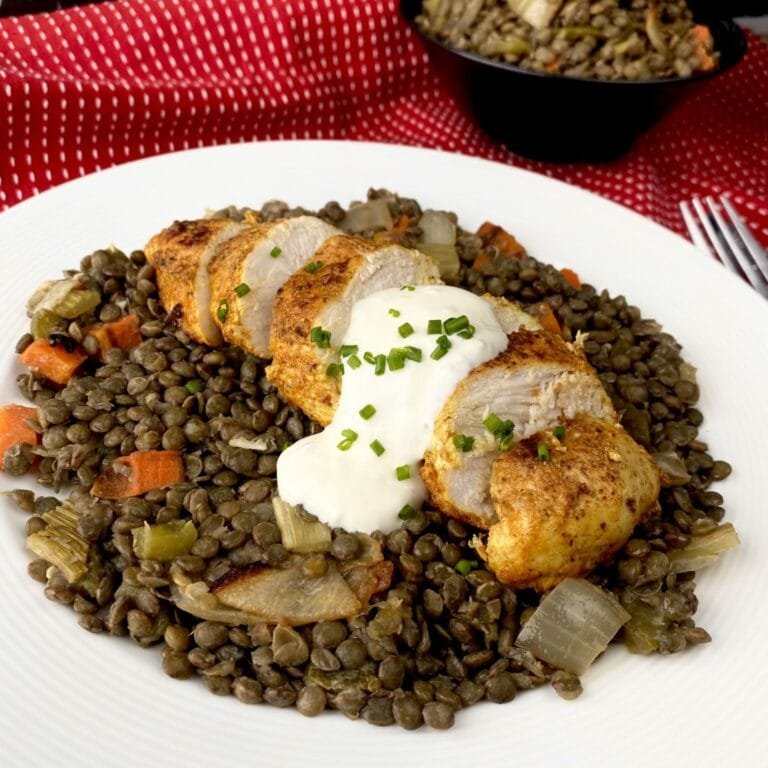 Baked Chicken with French Lentil Salad