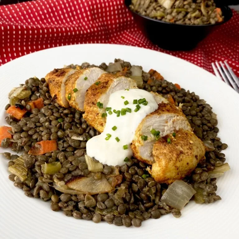 Baked Chicken with French Lentil Salad