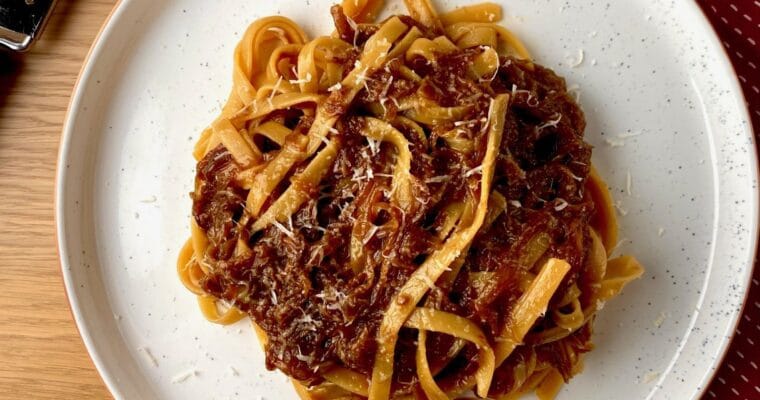 Caramelized Onion and Anchovy Pasta