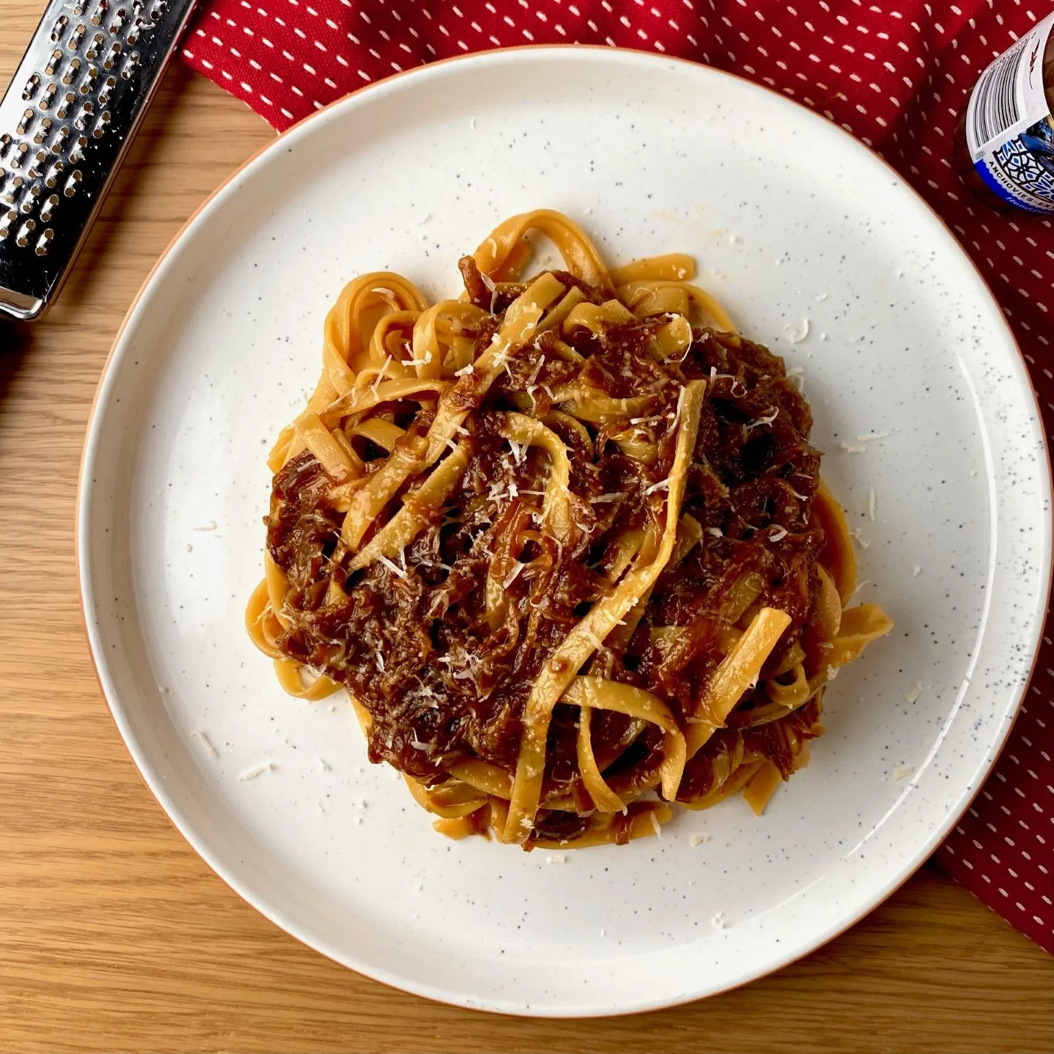 Caramelized Onion and Anchovy Pasta