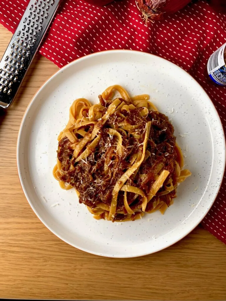 Onion and Anchovy Pasta top