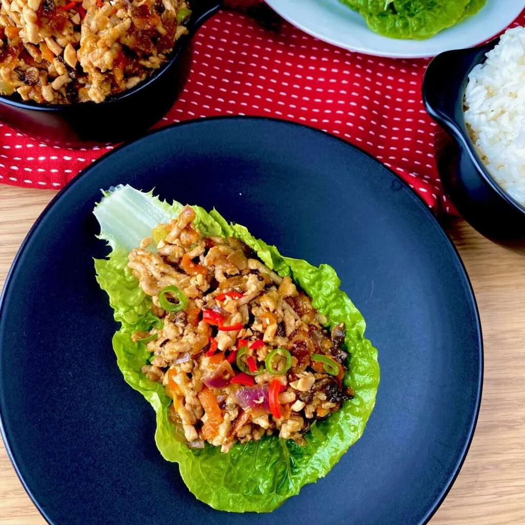 Chinese Pork Lettuce Cups topping