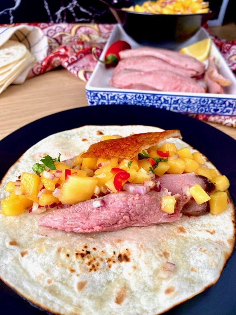 Duck Tacos with Mango Salsa