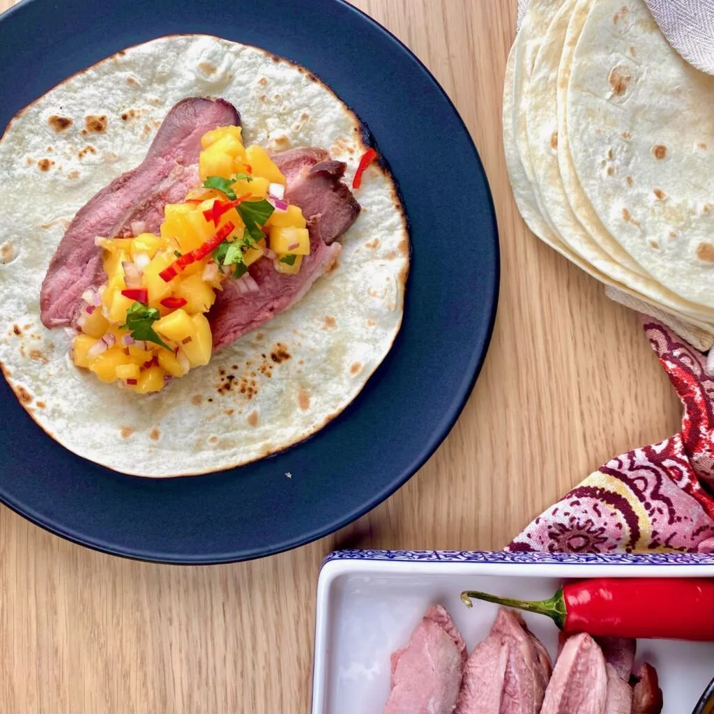 Mangos and Duck in Tacos