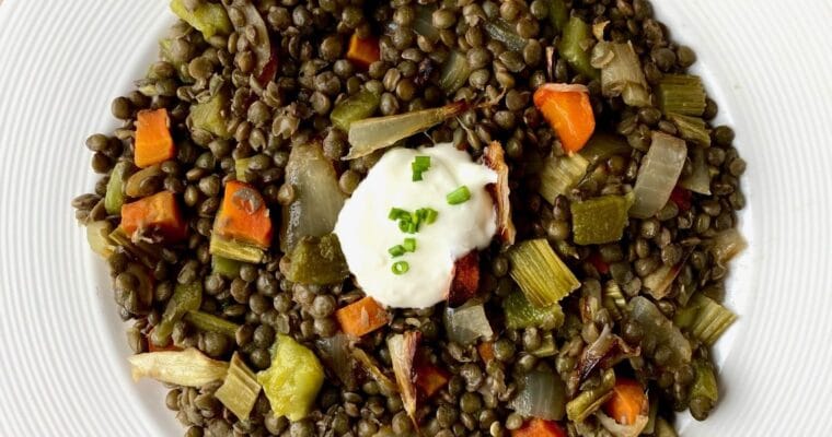 French Lentil Salad with Roast Vegetables