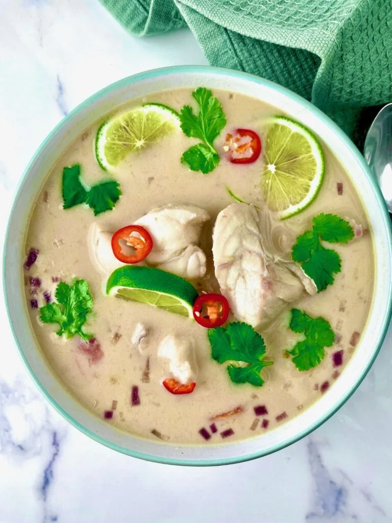 Lime Coconut Fish Soup toppings