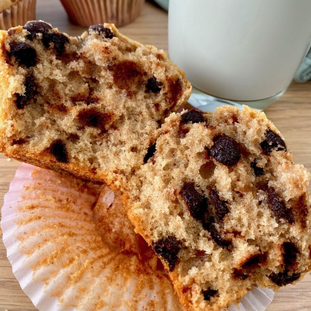 Loaded Chocolate Chip Muffins inside